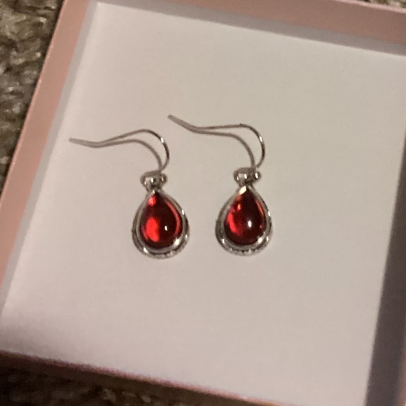New S925 Sterling Silver Boho Red Dangle Earrings - Picture 1 of 2